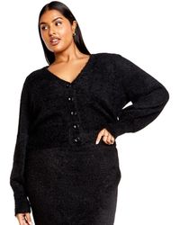 City Chic - Sweaters Fluffy Button Cardigan - Lyst