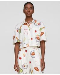 Avec Les Filles - Printed Button-front Camp Shirt - Lyst