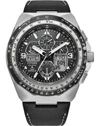 Citizen - Eco-drive Chronograph Promaster Skyhawk Leather Strap Watch 46mm - Lyst