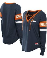 KTZ - Denver Broncos Plus Size Throwback Lace-up Long Sleeve T-shirt - Lyst