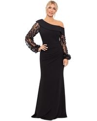 Xscape - Off-the-shoulder Floral-sleeve Scuba Crepe Gown - Lyst