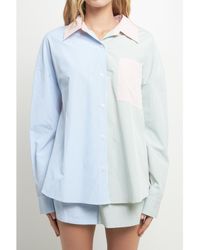 English Factory - Striped Color Blocked Over D Shirt - Lyst