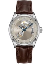 Hamilton - Swiss Automatic Jazzmaster Open Heart Leather Strap Watch 42mm - Lyst