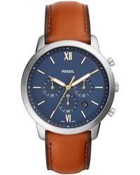 Fossil - Neutra Quartz Stainless Steel And Leather Chronograph Watch - Lyst
