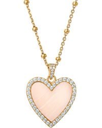 Giani Bernini - Mother-of-pearl & Cubic Zirconia Heart Necklace In 18k Gold-plated Sterling Silver, 16" + 2" Extender, Created For Macy's - Lyst