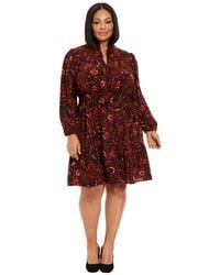London Times - Plus Size Long-sleeve Printed Chiffon Dress - Lyst