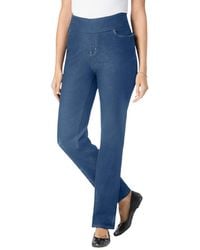 Woman Within - Within Flex-fit Pull-on Straight-leg Denim Jean - Lyst