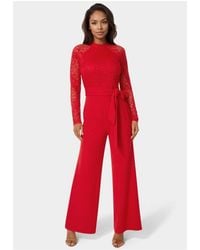 Bebe - Lace And Bodice Straight Leg Jumpsuit - Lyst