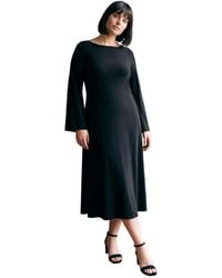 Avenue - Plus Size Audrey Long-sleeve Boat-neck Midi Dress - Lyst