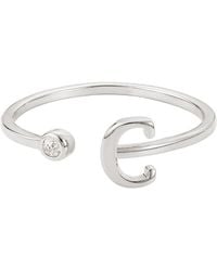 Adornia - Silver Adjustable Cz Initial Ring - Lyst