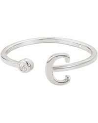 Adornia - Silver Adjustable Cz Initial Ring - Lyst