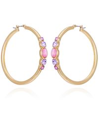 Tahari - Tone Lilac Violet Glass Stone Hoop Earrings - Lyst