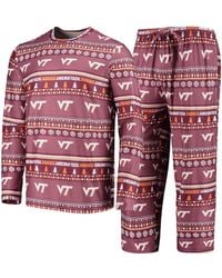 Concepts Sport - Virginia Tech Hokies Ugly Sweater Long Sleeve T-shirt And Pants Sleep Set - Lyst