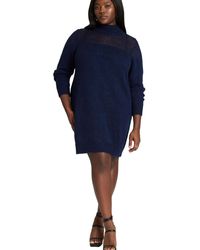 Eloquii - Plus Size Sweater Dress With Sheer Panel - Lyst