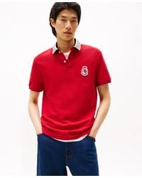 Tommy Hilfiger - Regular-fit Herringbone Collar Embroidered Crest Polo Shirt - Lyst