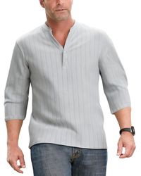 Kingsize - Big & Tall Gauze Mandarin Collar 3/4 Sleeve Shirt - Lyst