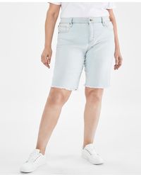 Style & Co. - Plus Size Denim Raw-edge Bermuda Shorts - Lyst