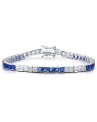 Genevive Jewelry - Sterling Silver Cubic Zirconia And Blue Tennis Bracelet - Lyst