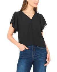 Cece - V-neck Double Flutter Sleeves Top - Lyst