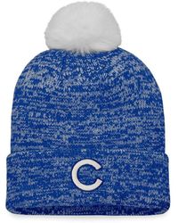Women's Tampa Bay Lightning Fanatics Branded White/Blue Iconic Cuffed Knit  Hat with Pom
