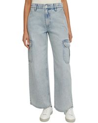 Calvin Klein - High Rise Wide-leg Cotton Cargo Jeans - Lyst
