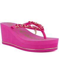 Juicy Couture - Ullie Chain Detail Thong Platform Wedge Sandals - Lyst
