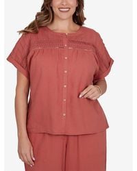 Ruby Rd. - Plus Size Lightweight Pleated Short-sleeve Top - Lyst