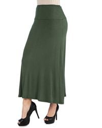 24seven Comfort Apparel - Elastic Waist Maxi Skirt - Lyst