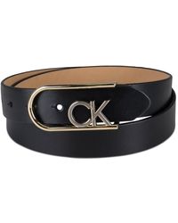 Calvin Klein - Two-tone Monogram Buckle Leather Belt - Lyst