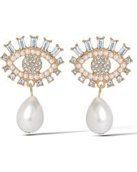 Jessica Simpson - Gold-tone Evil Eye Pearl Drop Earrings - Lyst