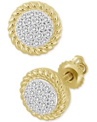 Macy's - Diamond Rope-framed Circle Stud Earrings (1/4 Ct. T.w. - Lyst