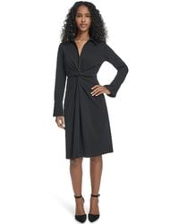 Calvin Klein - Petite Collar Long-sleeve Midi Shirtdress - Lyst