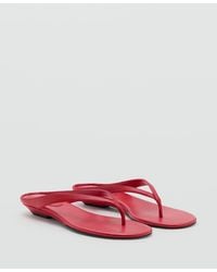 Mango - Wedge Leather Sandals - Lyst
