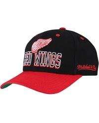 Mitchell & Ness - Black/red Detroit Red Wings Backside Script Two-tone Pro Crown Adjustable Hat - Lyst