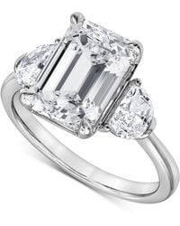 Badgley Mischka - Certified Lab Grown Emerald Diamond Three Stone Engagement Ring (4-5/8 Ct. T.w. - Lyst