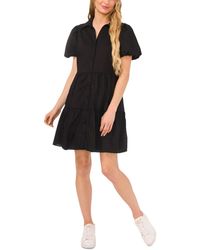 Cece - Collared Puff-sleeve Tiered Shirtdress - Lyst