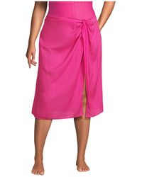Lands' End - Plus Size Twist Front Knee Length Swim Cover-up Skirt - Lyst