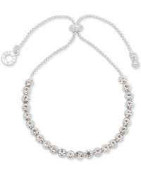 Anne Klein - Silver-tone Round-stone Bolo Bracelet - Lyst