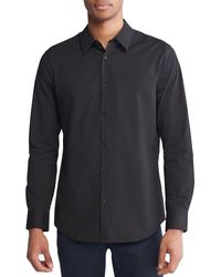 Calvin Klein - Slim Fit Long Sleeve Solid Button-front Shirt - Lyst
