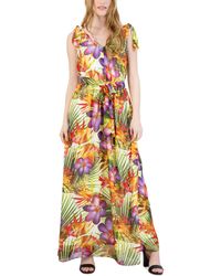 Donna Ricco - Printed Tie-shoulder Maxi Dress - Lyst