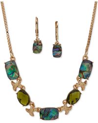 Anne Klein - Gold-tone Mixed Stone Xo Statement Necklace & Drop Earrings Set - Lyst