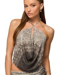 Edikted - Teresa Backless Printed Mesh Halter Top - Lyst