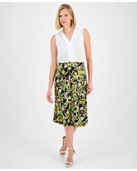 Kasper - Printed Pull-on Midi Skirt - Lyst