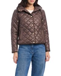Kate Spade - Hooded Packable Diamond Quilted Jacket - Lyst