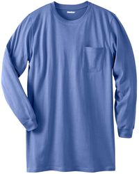 Kingsize - Big & Tall Shrink-less Lightweight Longer-length Long-sleeve Crewneck Pocket Tee - Lyst