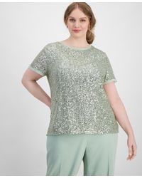Anne Klein - Plus Size Sequin-embellished Short-sleeve Top - Lyst