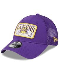 KTZ - Los Angeles Lakers Plate Oversized Patch Trucker 9forty Adjustable Hat - Lyst