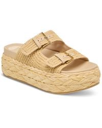 Dolce Vita - Falyn Platform Double Buckle Raffia Woven Footbed Sandals - Lyst