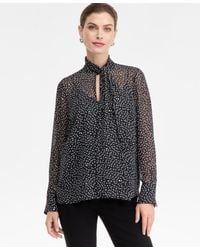 INC International Concepts - Long-sleeve Tie-neck Blouse - Lyst