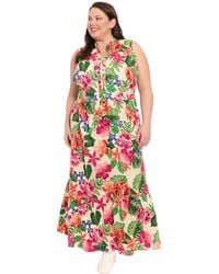 London Times - Plus Size Ruffled-trim Tiered Maxi Dress - Lyst